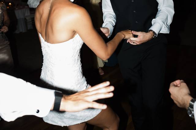 Bride and groom dancing