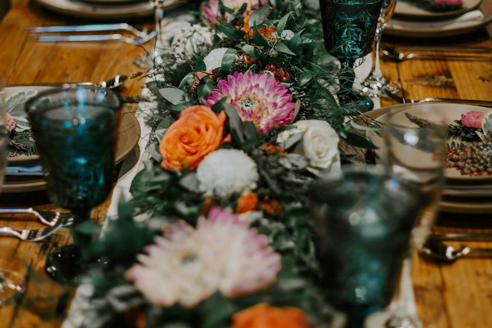 Floral table runner