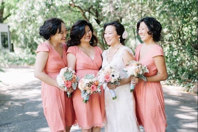 Bride and bridesmaids
