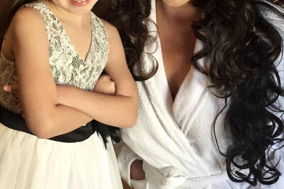 Bride and a flower girl