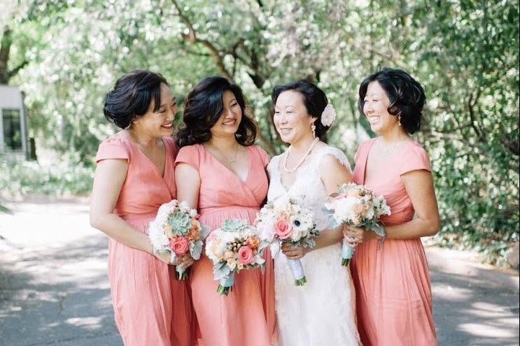 Bride and bridesmaids