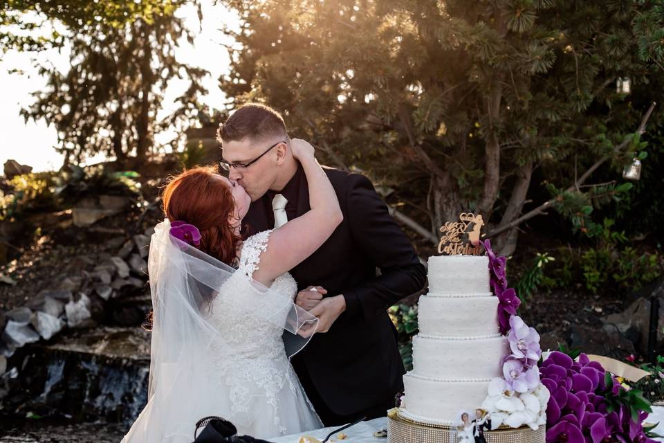 Cutting the cake.