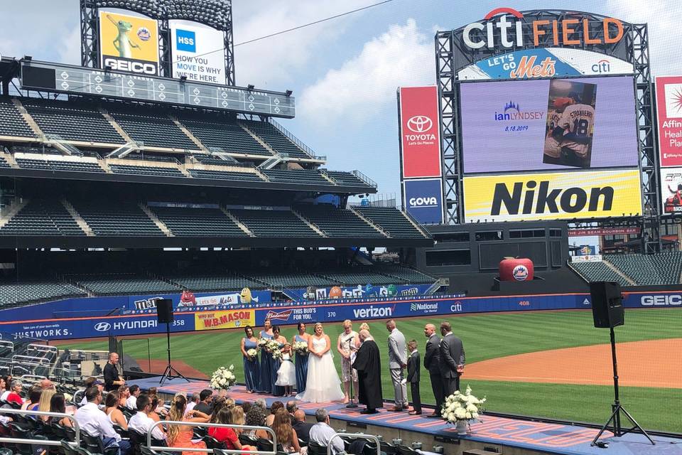 Ceremony top of Mets dugout!