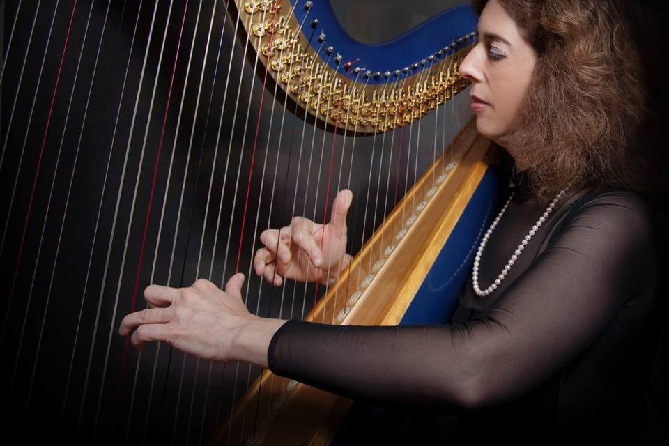 Playing the harp