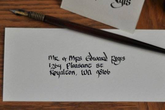 Medieval Wedding Invitations: Envelope addressed in Insular Minuscule