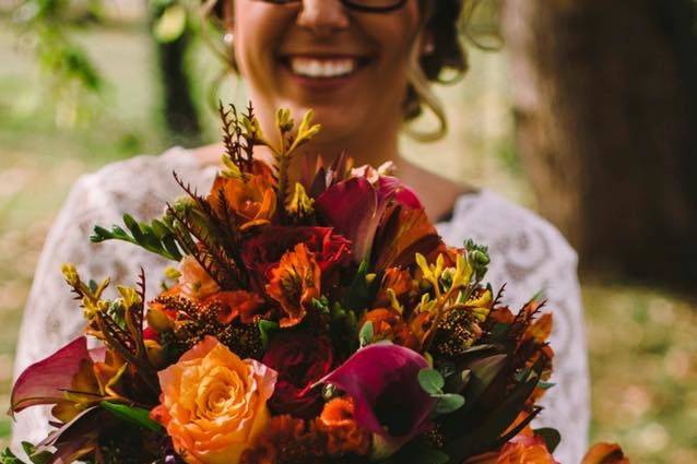 The bride holding her bouquet