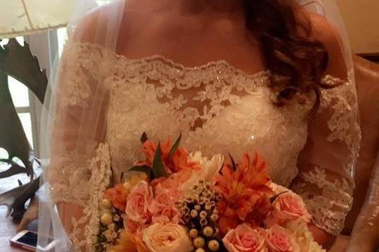 The bride holding her bouquet