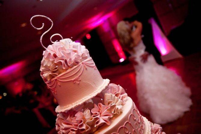 Multiple layered wedding cake