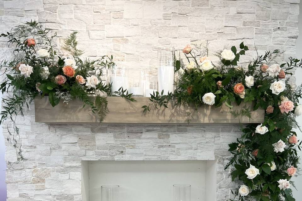 Fireplace floral installation