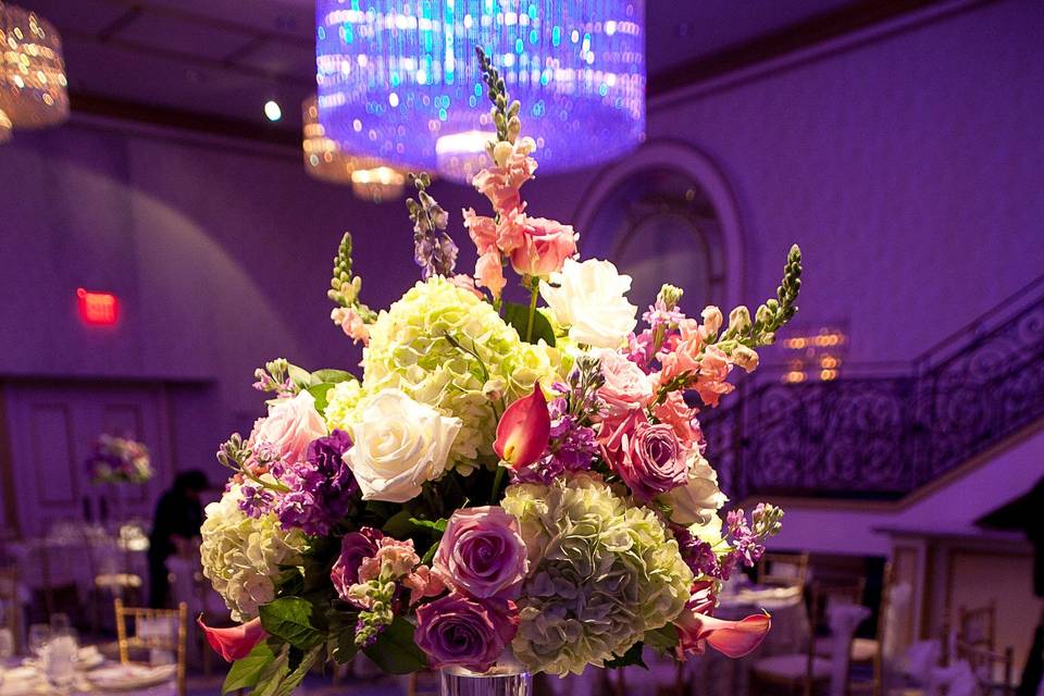 Table setup with centerpiece