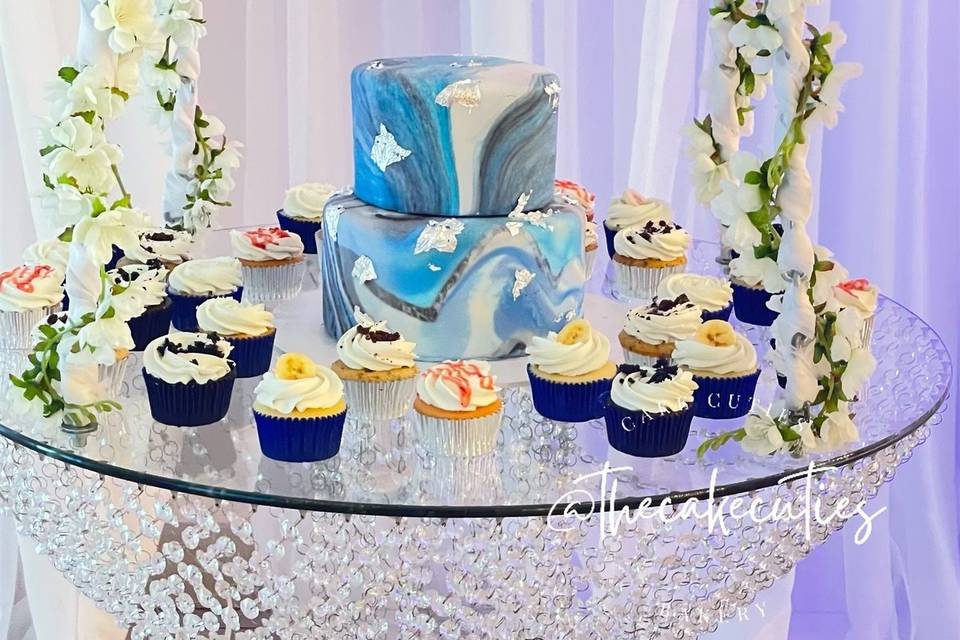 Blue Marble Wedding Cake