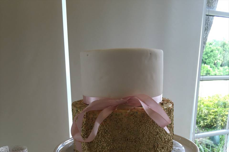 Gold Sequin Wedding Cake