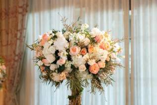 Table setup with flower centerpiece