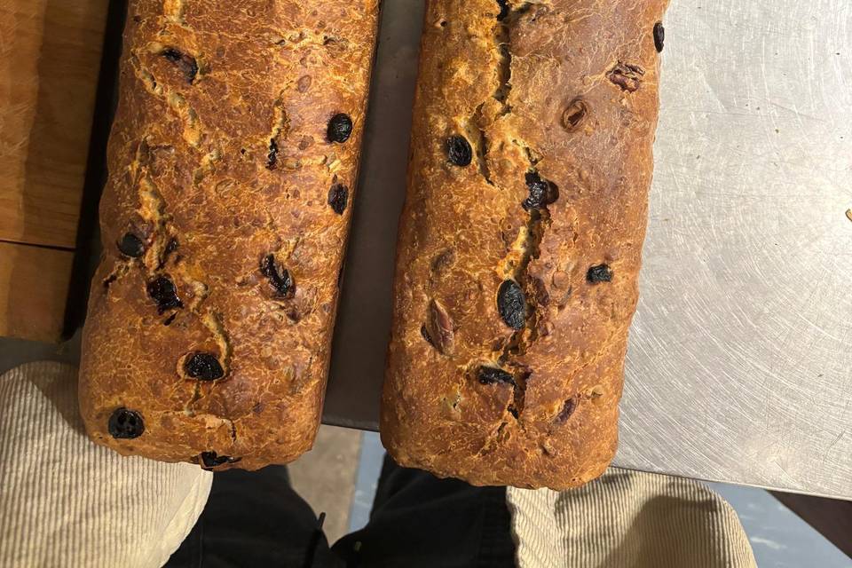 Cranberry pecan spelt loaves