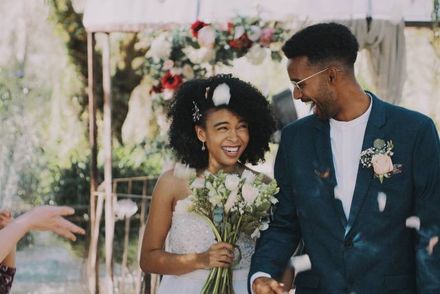 Smiling at ceremony