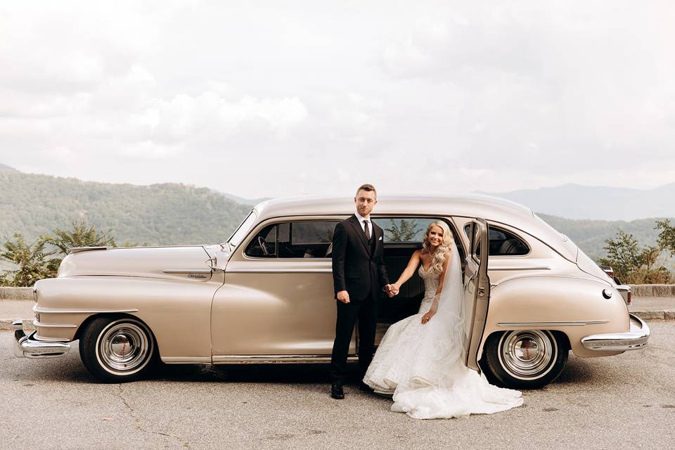 Vintage Chrysler with Bride