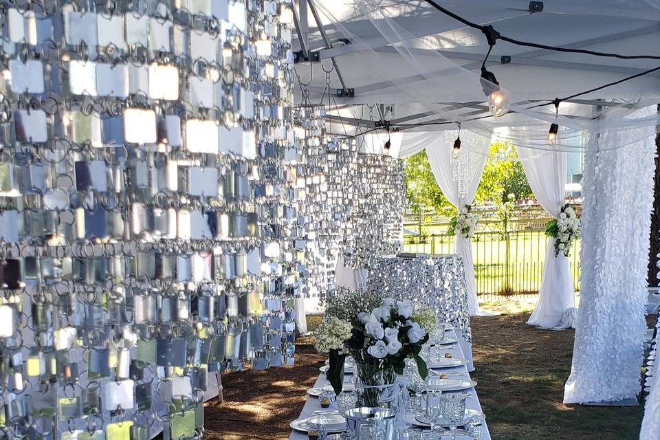 Outdoor wedding table scape