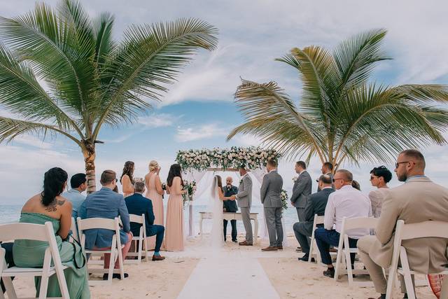 Beachfront wedding ceremony