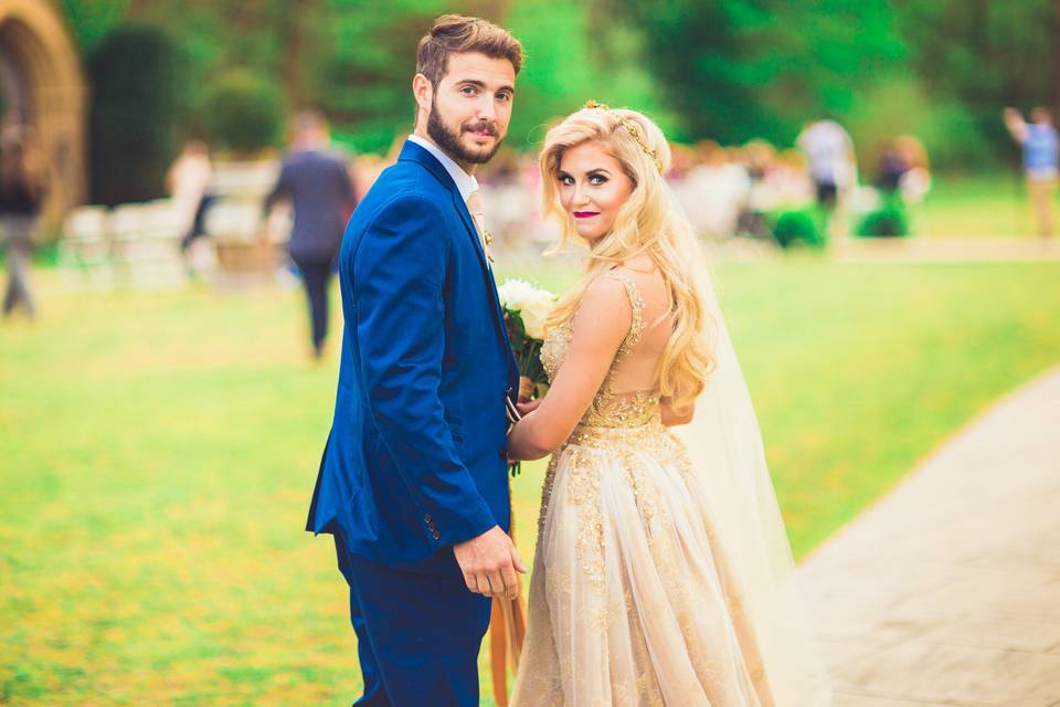 A golden wedding dress