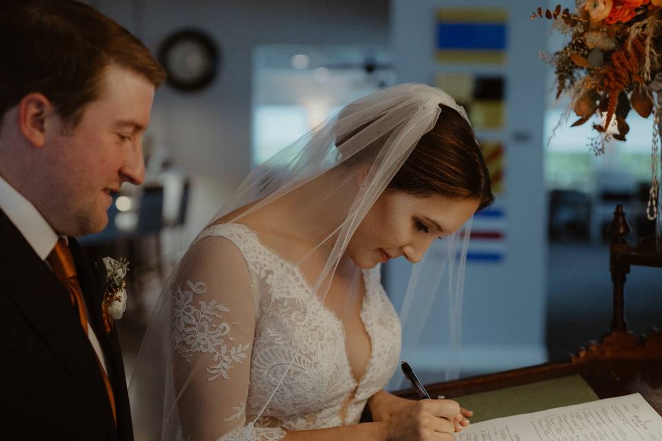 Signing their names