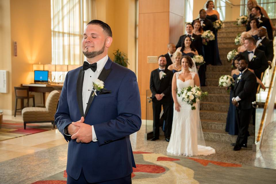 The groom waiting for his bride