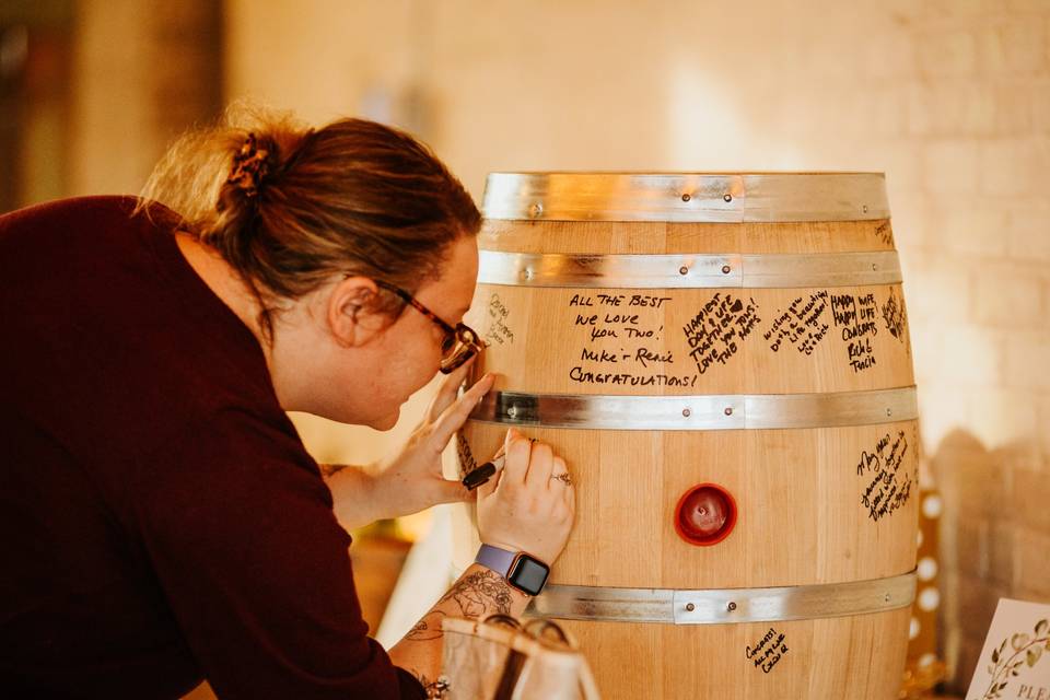 Whiskey Barrel Guest Book