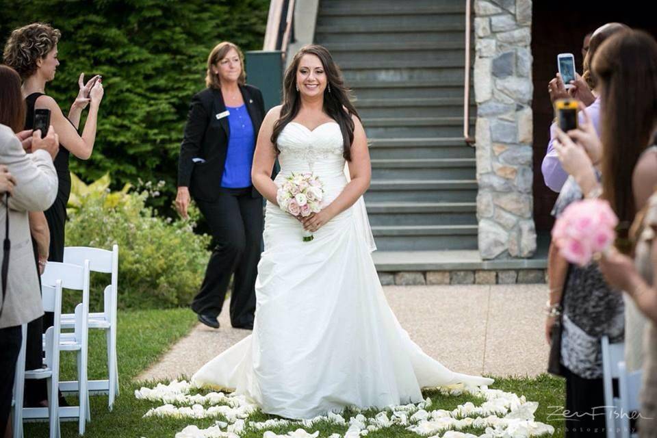 The bride holding her bouquet