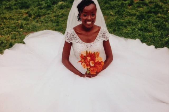 The bride holding her bouquet