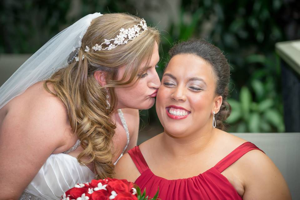 The bride holding her bouquet