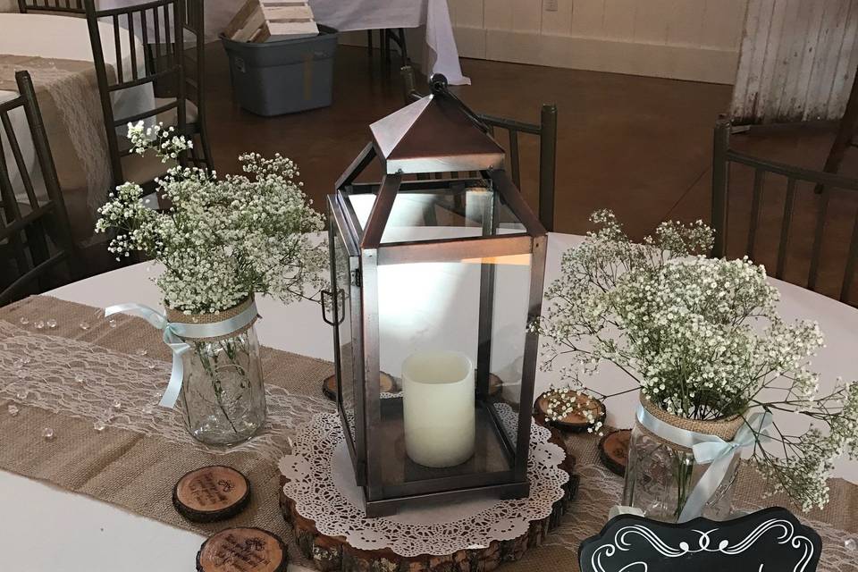 Table setup with centerpiece