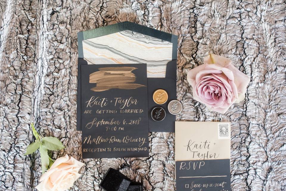 Wedding invitation spread