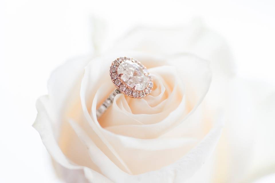 Wedding ring on flower