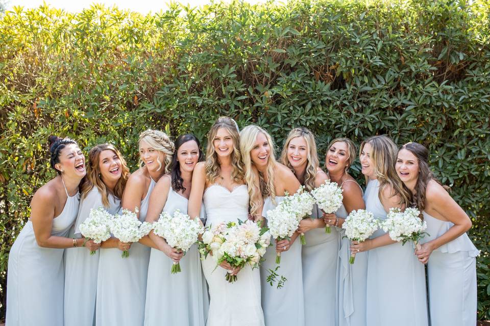 Bride with her bridesmaids