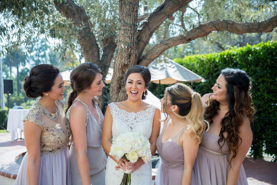 The bride with her bridesmaids