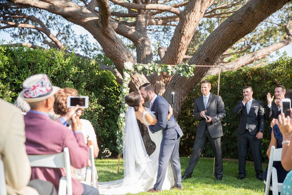 Traditional wedding kiss