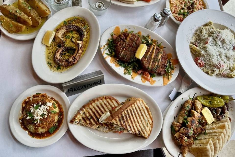 Assortment of Greek dishes