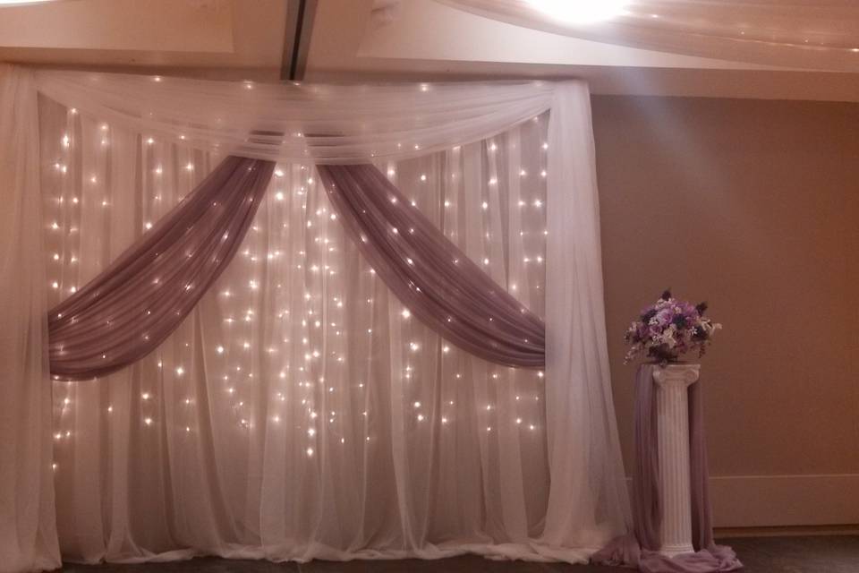 Lavender accents in backdrop
