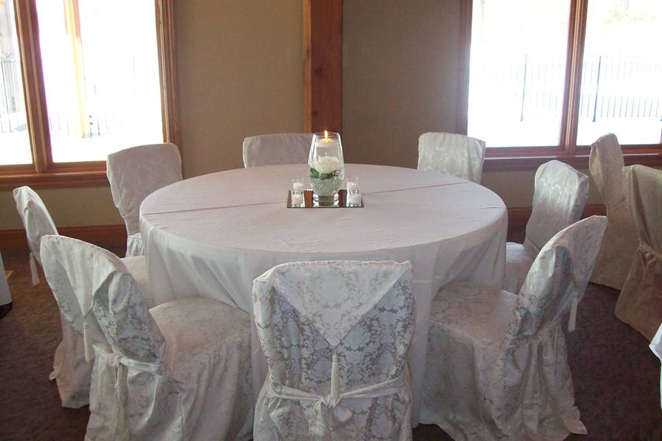 Ivory Damask Chair Cover