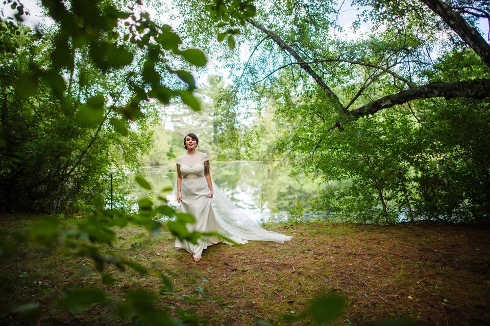 Bride at the pond
