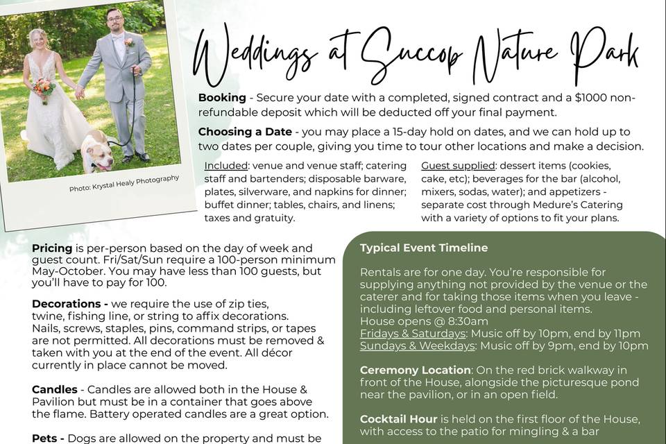 Info for Full Day Weddings