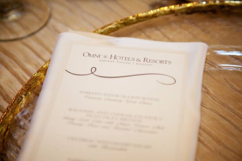 Reception menu | Killian Photography