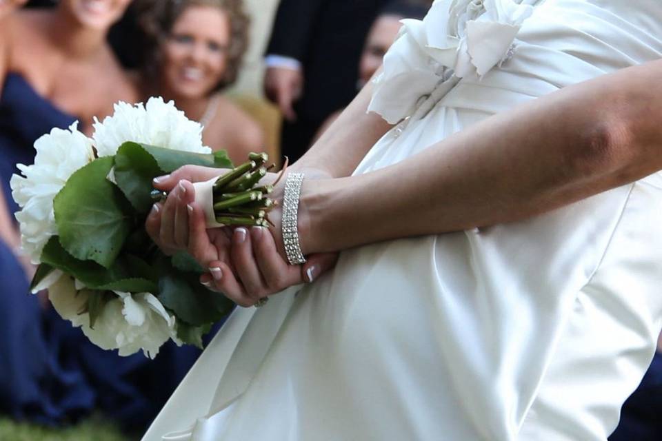 The bride holding her bouquet