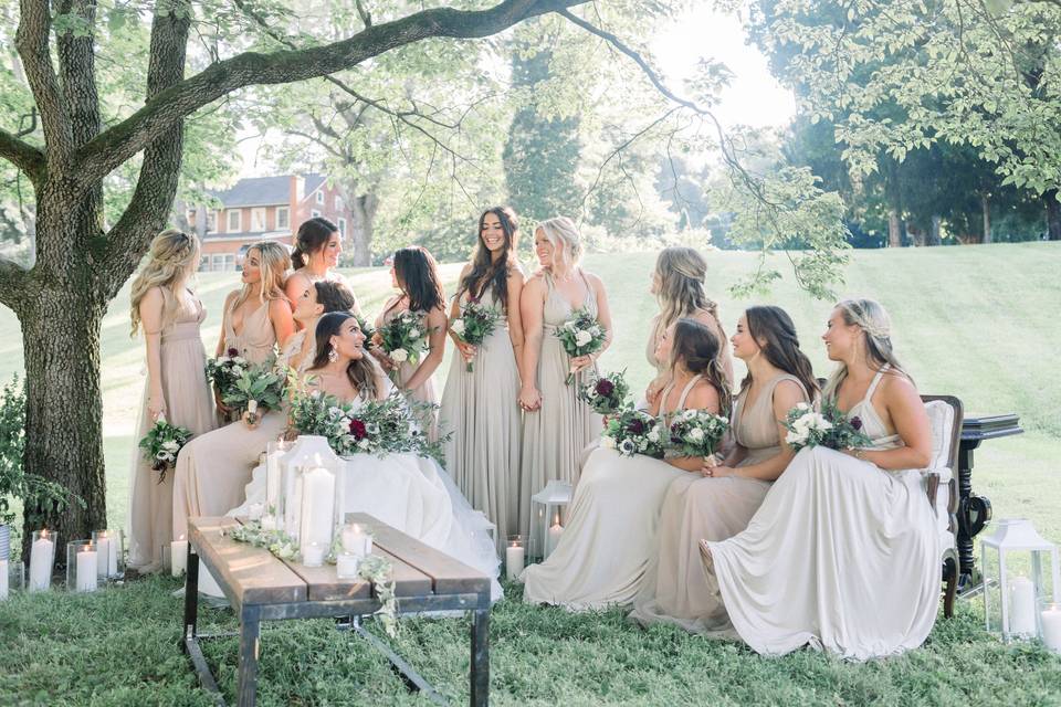 Bride with bridesmaids