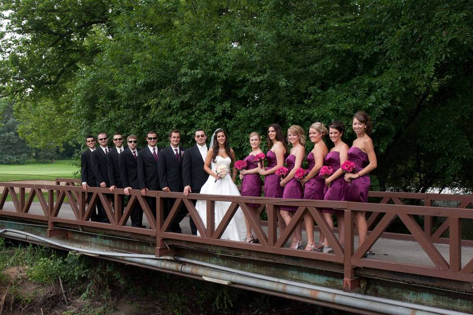 The couple with their attendants