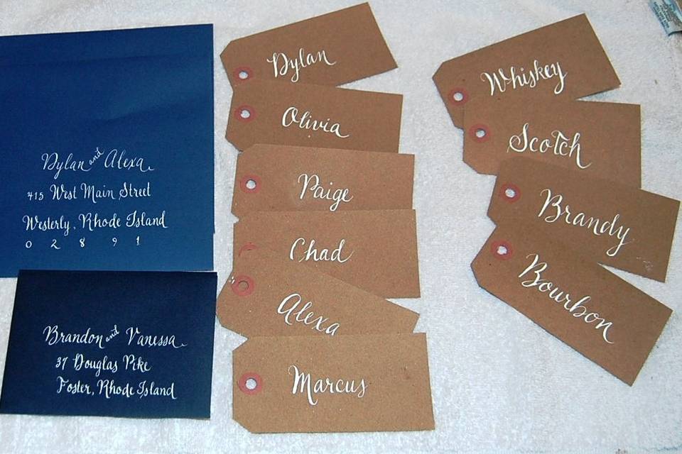 A modern script for invitations and escort cards