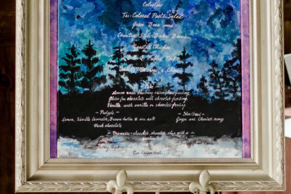 Hand painted menu