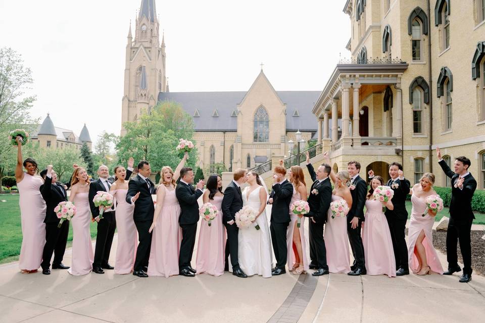 Wedding Party at Notre Dame