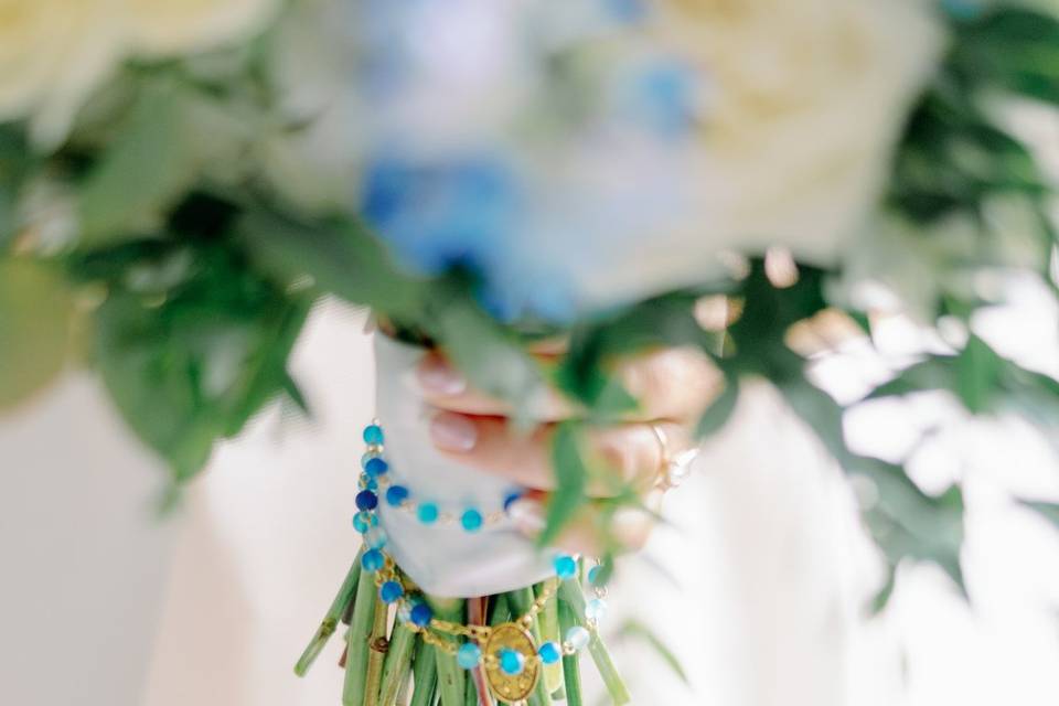 Rosary and wedding bouquet