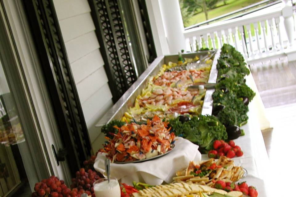 The long buffet table