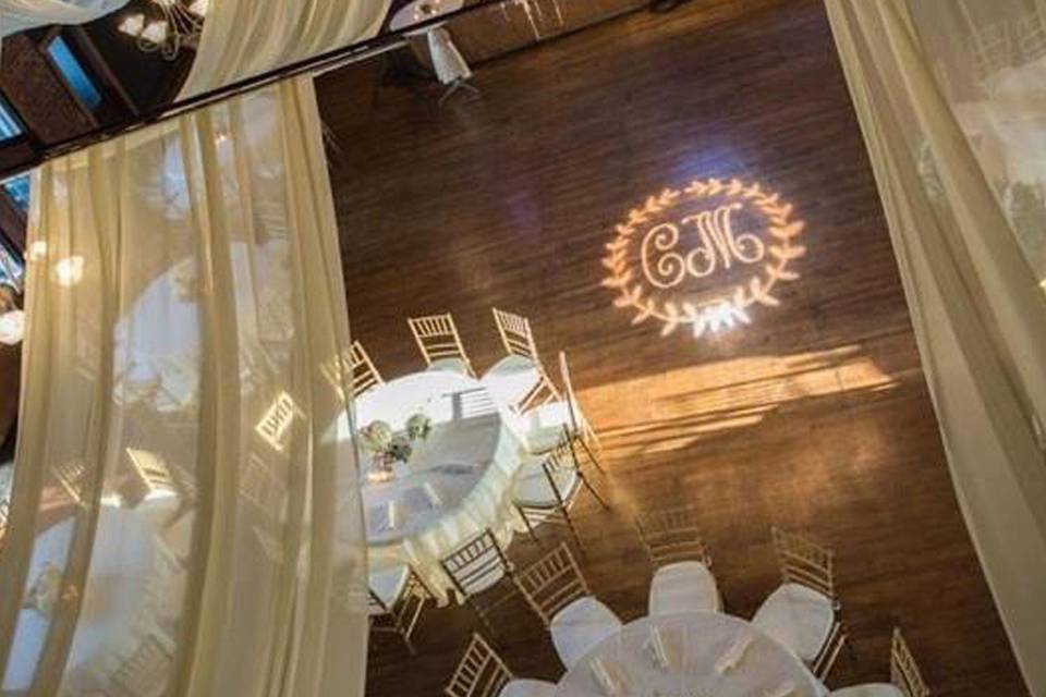 Ceiling Draping + Monogram